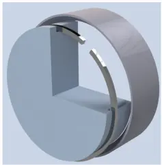 3D rendering of custom piston ring design showing ring placement and groove integration for precision engineering