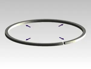 Illustration of a expanding piston ring designed for power generation systems