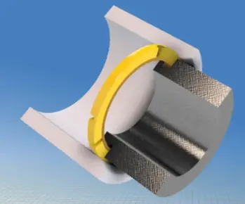 Cross-section showing custom piston ring design for advanced sealing and engineering applications
