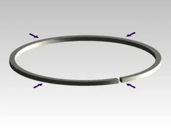 Illustration of a contracting piston ring designed for power generation systems